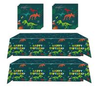 Lot de 2 nappes fossiles de dinosaures avec 20 serviettes - 137,2 x 274,3 cm - Housses de table en polyéthylène pour anniversaire, fête prénatale et révélation du sexe