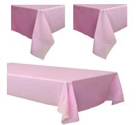 Lot de 2 nappes jetables à pois roses et dorés - En plastique - Imperméable - Rectangulaire - Pour anniversaire, fête prénatale, mariage, pique-nique, décoration de fête