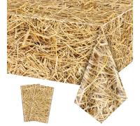 Lot de 2 nappes rectangulaires en paille imperméables pour décoration de fête à la ferme, décorations de fête à thème cowboy occidental, 130 x 218 cm