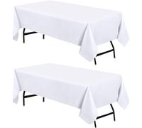 Lot de 2 nappes rectangulaires Utopia Kitchen [152 x 250 cm], blanches, lavables en machine, en polyester, pour d ners, buffets et f tes