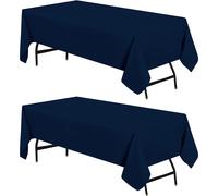 Lot de 2 nappes rectangulaires Utopia Kitchen [152 x 250 cm, bleu marine], lavables en machine, en polyester, pour d ners, buffets, pique-niques,