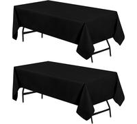 Lot de 2 nappes rectangulaires Utopia Kitchen [152 x 250 cm], noires, lavables en machine, en polyester, pour d ners, buffets, pique-niques, mari