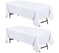 Lot de 2 nappes rectangulaires Utopia Kitchen [152 x 304 cm], blanches, lavables en machine, en polyester, pour d ners, buffets, pique-niques, ma