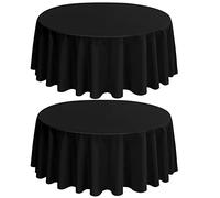 Lot de 2 Nappes Rondes de Polyester 229 cm, Housse de Table en Noir pour Table Ronde, Résistant aux Taches et aux Rides Lavable Décoratif Nappe de Table de Qualité pour Banquet Mariage Fête