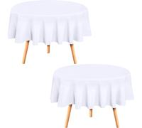Lot de 2 nappes rondes Utopia Kitchen [228 cm, blanc], lavables en machine, en polyester, pour d ners, buffets, pique-niques, mariages et restaurants