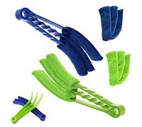 Lot de 2 Nettoyant pour Stores Vénitiens,Nettoyeur de Store Vénitien avec 4 Manchon en Microfibre,Brosse de Nettoyage Amovibles de Store pour Volets