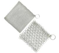 Lot de 2 nettoyants en fonte, nettoyeur en fonte pour cocotte, récureur de chaîne, nettoyeur en fonte en acier inoxydable pour four, poêles, plaques de cuisson, assiettes à dîner, verres, poêles en