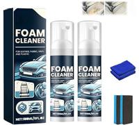 Lot de 2 nettoyants multifonctions en mousse pour intérieur de voiture, nettoyant pour sièges en cuir, caoutchouc, cuir, mousse nettoyante tout usage, 150 ml