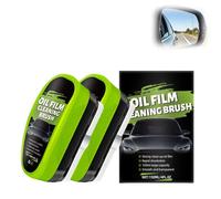 Lot de 2 nettoyants pour vitres de voiture, nettoyant pour vitres de voiture contre film d'huile - Brosse de nettoyage pour pare-brise, vitres de voiture et rétroviseurs