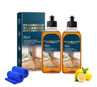 Lot de 2 nettoyeurs de sol 5 en 1 - Fluide - Fragrance Cleaning Care Solution 5 en 1 - Nettoyant pour sols en bois, vernis et restaurateur pour sols en bois dur - Pour une brillance longue durée