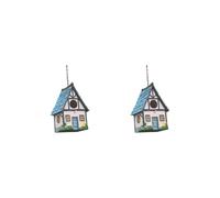 Lot de 2 nichoirs à suspendre résistants aux intempéries de style rustique pour arbres de cour Rose 14,2 x 12,5 x 20,5 cm