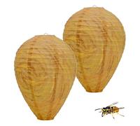 Lot de 2 Nids Guêpes Factices Suspendus, Répulsif Naturel Anti-Guêpes pour Jardin, Balcon et Terrasse, Déco Extérieure Réutilisable Sans Produits Chimiques