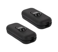 Lot de 2 Noir Interrupteur Torpedo 6A 250V, Interrupteur à Bascule, Interrupteurs Bi-polaire, Lampes Inline 2 ou 3 ligne Inline Interrupteurs, pour petit Appareil, Lampe de Bureau, Lampe de Chevet