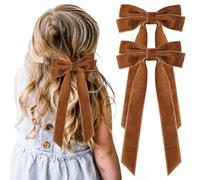 Lot de 2 nœuds à cheveux en velours marron pour cheveux, grandes pinces crocodiles pour femmes, filles, tout-petits, enfants, bébés
