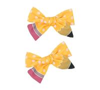 Lot de 2 nœuds à cheveux sur le thème du crayon pour filles, enseignants, premier jour, salle de classe, accessoires cadeaux pour enfants