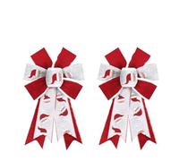 Lot de 2 nœuds de Noël for couronne de Noël, nœuds en toile de jute blancs et rouges brillants, motif Père Noël, décoration for sapin d'hiver