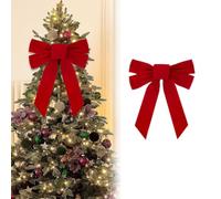 Lot de 2 nœuds de Noël Rouges - Grand 34 x 27 cm - Grand nœud Cadeau - Pointe de Sapin de Noël - Nœud prêt à l'emploi - pour Couronne, cheminée, Porte d'entrée
