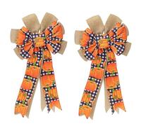 Lot de 2 Nœuds Décoratifs pour Couronne d'automne, Haut d'arbre en Ruban Orange d'automne, Ornements Artisanaux d'automne pour Porte Mur, la Décoration de Couronnes de Thanksgiving et Intérieure