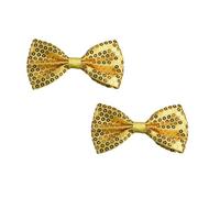 Lot de 2 nœuds papillon à paillettes pour homme - Nœud papillon pré-noué - Réglables - Pour carnaval, Noël, mariage, fête, doré et doré, taille unique