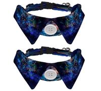 Lot de 2 nœuds papillon pour animaux de compagnie, costume formel réglable pour chats, petits chiens, chiots, accessoires de fête, attrape-rêves galaxie