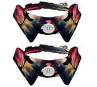 Lot de 2 nœuds papillon pour animaux de compagnie, costume formel réglable pour chats, petits chiens, chiots, accessoires de fête, silhouette de danseuse galaxie