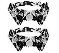 Lot de 2 nœuds papillon pour chats et chiens, collier réglable pour animaux de compagnie, nœud papillon formel pour garçons et filles, chiots, chatons, mariage, anniversaire, as d'épée avec tête de