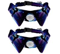 Lot de 2 nœuds papillon pour petit chien, chat, silhouette de danseuse de galaxie, pour chiot, chat, pour fête, mariage, vacances, accessoires pour animaux domestiques