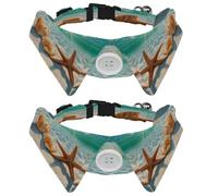 Lot de 2 nœuds papillon pour petit chien, collier de chemise, coquillages, étoiles de mer, chiots, chats, pour fête, mariage, vacances, accessoires pour animaux de compagnie