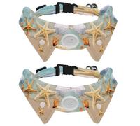 Lot de 2 nœuds papillon pour petit chien, collier de chemise, étoile de mer, coquillages, chiots, chats, pour fête, mariage, vacances, accessoires pour animaux de compagnie