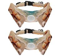 Lot de 2 nœuds papillon pour petit chien, collier de chemise, étoile de mer, coquillages, plage, chiots, chats, pour fête, mariage, vacances, accessoires pour animaux domestiques