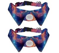 Lot de 2 nœuds papillon réglables pour animal domestique pour garçons et filles, chiot, chaton, mariage, anniversaire - Aquarelle, univers, espace, galaxie, nébuleuse étoilée