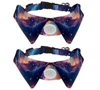 Lot de 2 nœuds papillon réglables pour animal domestique pour garçons et filles, chiot, chaton, mariage, anniversaire - Univers, espace, galaxie, nébuleuse étoilée