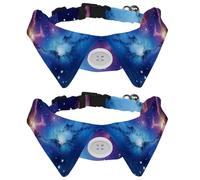 Lot de 2 nœuds papillon réglables pour animal domestique pour garçons et filles, chiot, chaton, mariage, anniversaire - Univers aquarelle, galaxie, nébuleuse étoilée