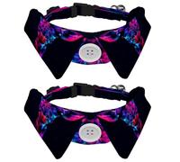 Lot de 2 nœuds papillon réglables pour chien et chat, girafe fluo, confortable et durable, collier avec clochette pour petits chiens, chats, chatons, chiots