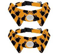 Lot de 2 nœuds papillon réglables pour chien et chat - Nœud papillon formel pour garçons et filles - Chiot, chaton, mariage, anniversaire - Chats noirs en jaune