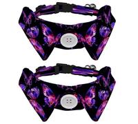 Lot de 2 nœuds papillon réglables pour chien et chat, papillon fluo, collier confortable et durable avec clochette pour petits chiens, chats, chatons, chiots