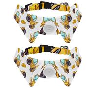 Lot de 2 nœuds papillon réglables pour chien et chat - Pour garçons et filles - Pour mariage, anniversaire - Tracteur jaune ferme et botte de foin