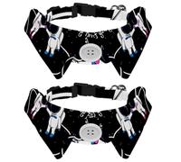 Lot de 2 nœuds papillon réglables pour chien et chat - Pour garçons et filles - Pour mariage, anniversaire - Astronaute spatial - Univers