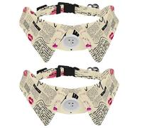 Lot de 2 nœuds papillon réglables pour chien et chat - Pour garçons et filles - Pour mariage, anniversaire - Journal vintage avec rouge à lèvres