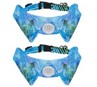 Lot de 2 nœuds papillon réglables pour chien et chat - Pour garçons et filles - Pour mariage, anniversaire - Coquillage aquarelle bleu zen