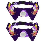 Lot de 2 nœuds papillon réglables pour chien et chat - Pour garçons et filles - Pour mariage, anniversaire - Licorne magique avec lune et fleur