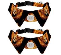 Lot de 2 nœuds papillon réglables pour chien et chat - Pour garçons et filles - Pour mariage, anniversaire - Portrait de lion