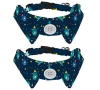 Lot de 2 nœuds papillon réglables pour chien et chat - Pour garçons et filles - Pour mariage, anniversaire - Motif univers, vaisseau spatial et étoiles