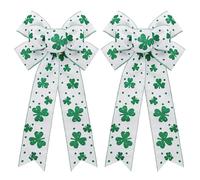 Lot de 2 nœuds pour la Saint Patrick - Décoration de couronne de Noël - Blanc et vert - Grand nœud en dentelle d'arbre - Décoration de porte d'entrée - 29,2 x 49,6 cm