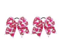 Lot de 2 nœuds roses pour le cancer du sein - Ruban élastique rose - Décoration de cancer du sein - Accessoires d'éducation pour les filles et les adolescentes Lambo