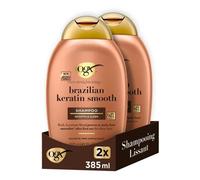 Lot De 2 Ogx Shampooing Kératine Lissage Brésilien, 385ml ¿ Soin Capillaire Lissant À La Kératine Pour Des Cheveux Brillants