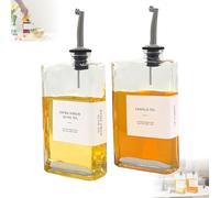 Lot de 2 Oil and Vinegar Bottle Set for Kitchen, 350 ml Verseur Huile d'olive, Bouteille Huile Olive Bec Verseur, Avec étiquette, Deux Verseurs, Adaptées Pour Cuisine, Grill, Cuisine (Argent)