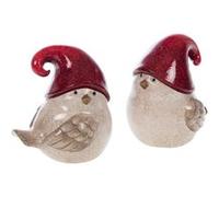 Lot de 2 oiseaux bonnet - - Crème / Ivoire - Céramique