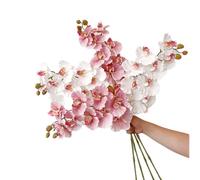 Lot de 2 orchidées artificielles à longue tige pour vase (rose rouge)