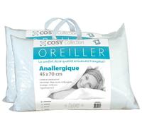 Lot de 2 oreillers 45x70 - Anallergique Fabrication Française 500Gr/m2